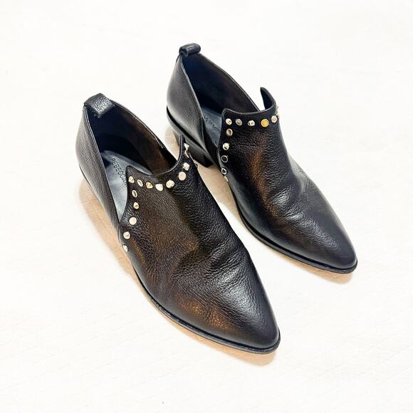 Rebecca Minkoff Annette Black Leather Studded Pointy Toe Ankle Booties Size 9 - Picture 6 of 6